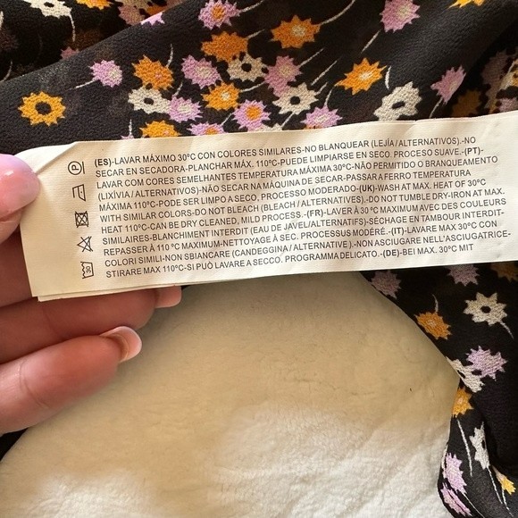 Boho Sfera Sheer Statement Sleeve Multi Colored Floral Blouse Top Size M - Picture 4 of 14